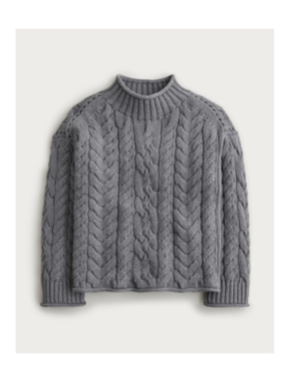 J. Crew Mockneck 2025 Sweater - Cable Knit Heather Carbon Gray (100% Cotton)